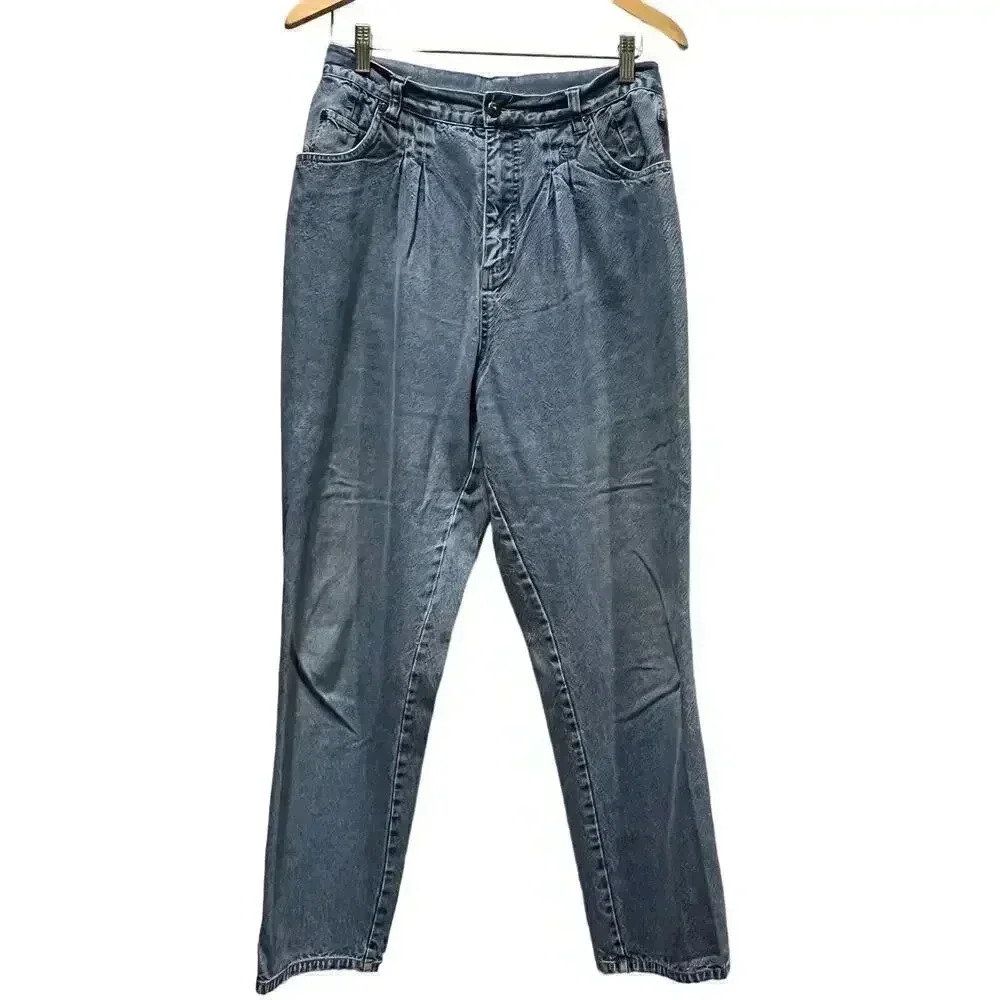Carole Little Sport Vintage 100% Cotton Pleated‎ High Waist Denim Jeans 14